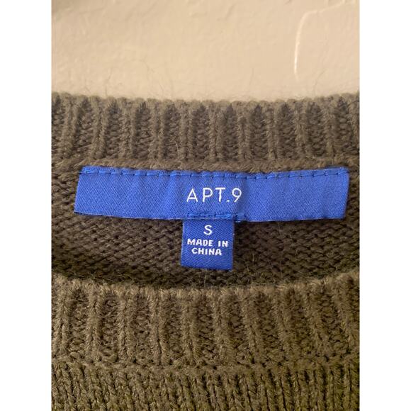 APT 9 Women's Dark Green Dot Long Sleeve Sweater with Ribbed Edging, Size Small - Picture 6 of 9
